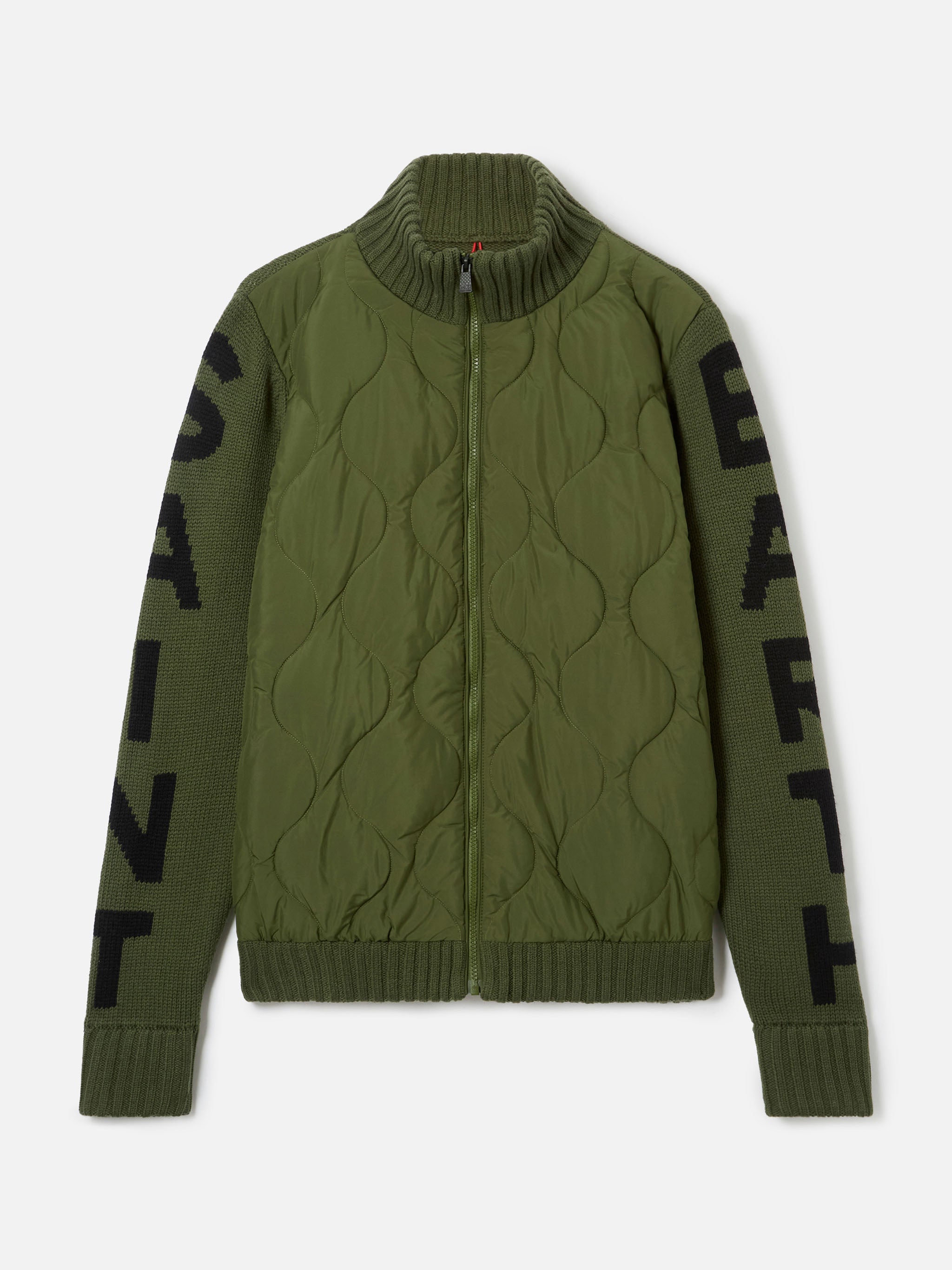 Man Military Green Padded Jacket Black Knitwear - Men