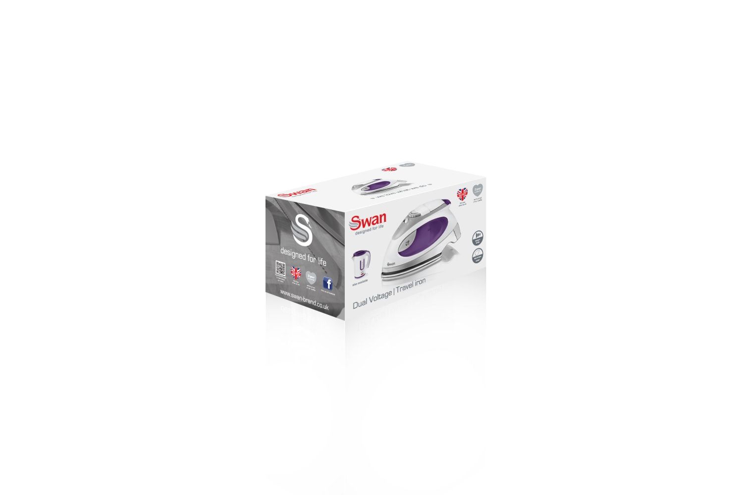 Swan Unisex Travel Iron w/ pouch in White