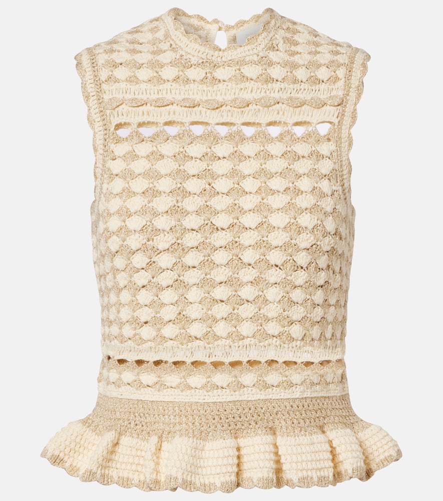 Wanderlust lamé crochet tank top