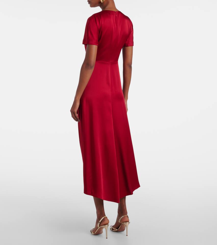 Gathered satin midi dress