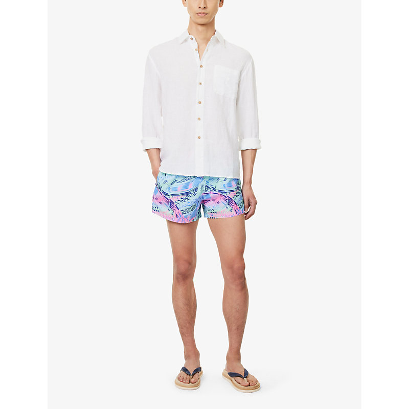 Mens Blue Fold Swim Shorts