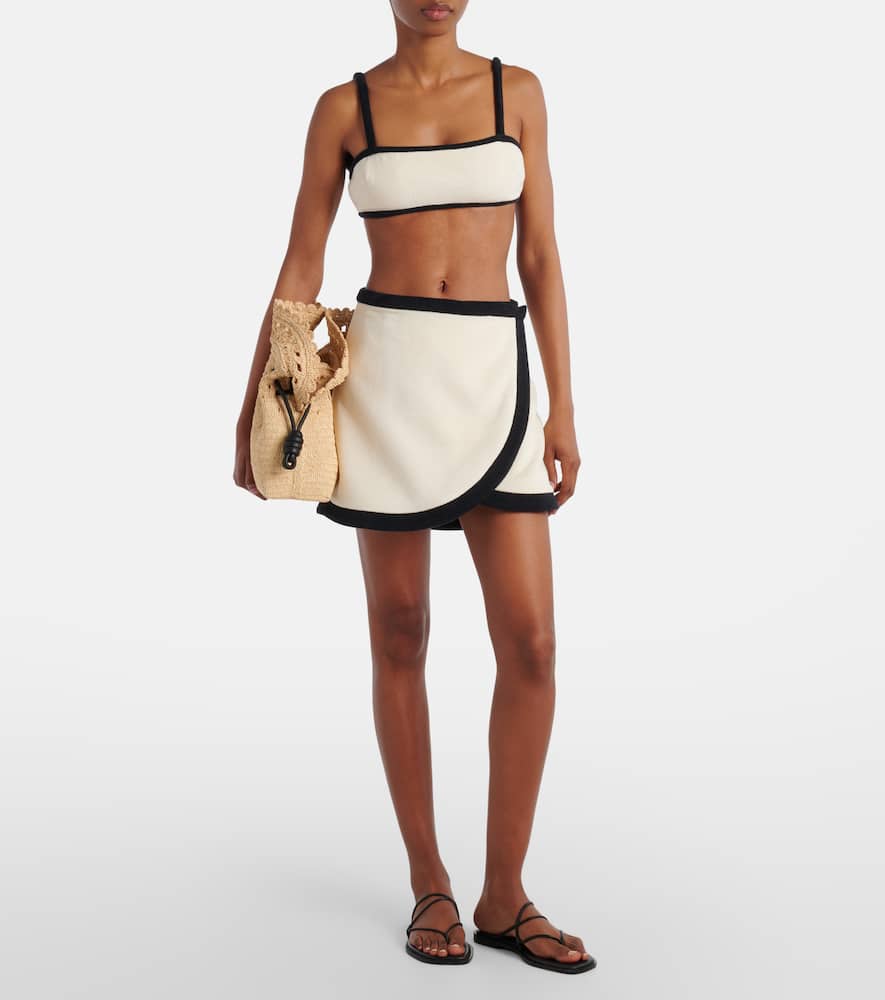 Cotton-blend wrap skirt