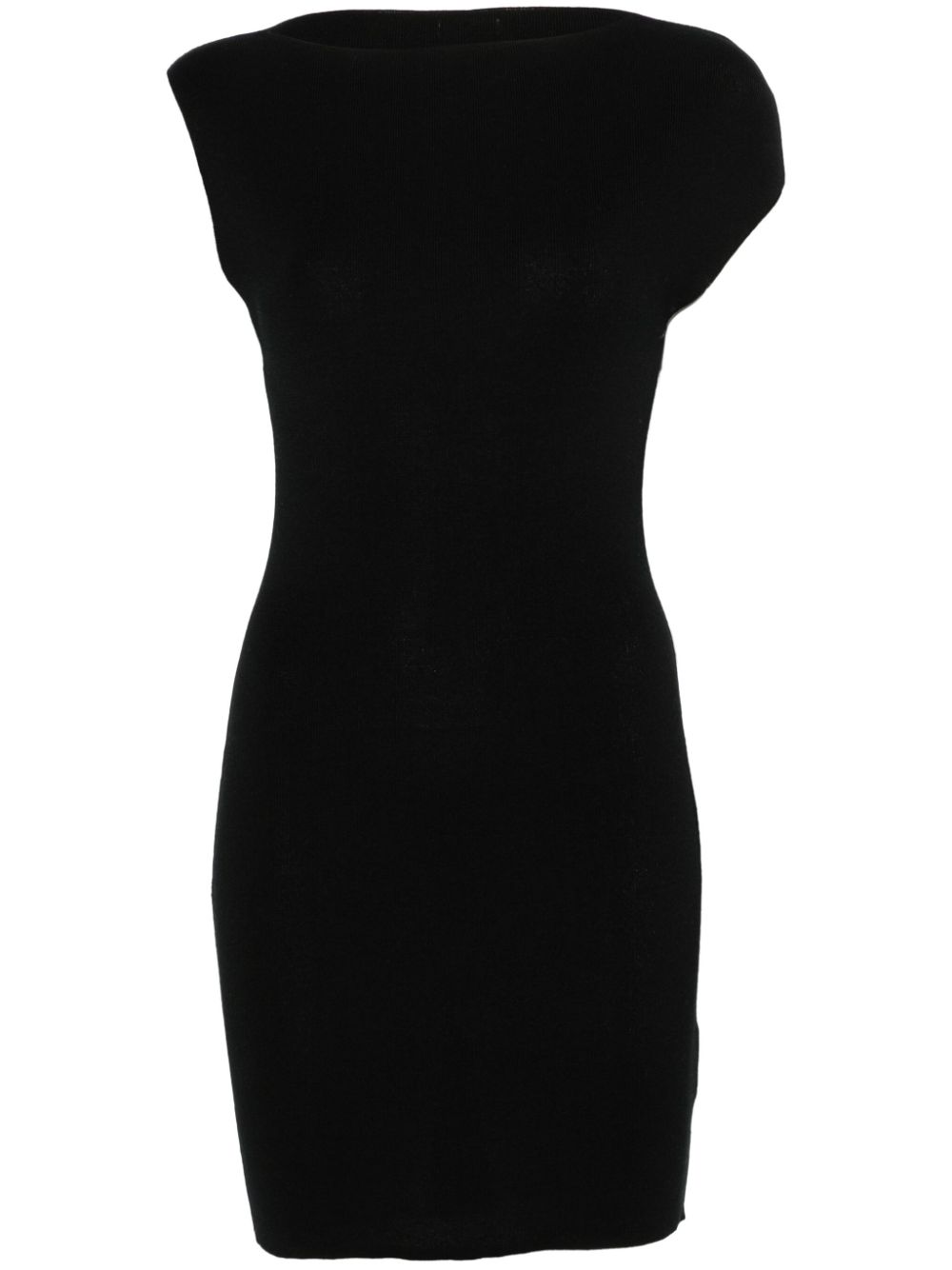 Asymmetric knit mini dress - Black