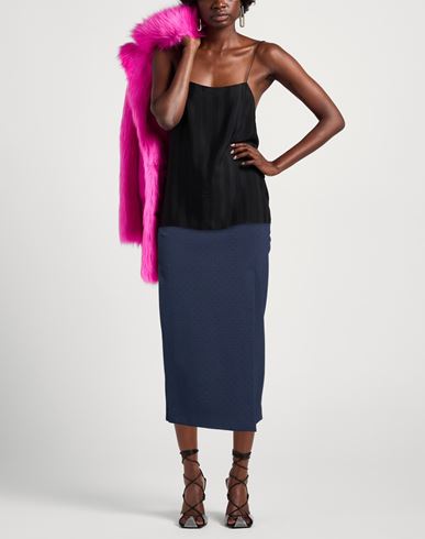 Woman Midi skirt Navy Size 6 Cotton, Nylon, Elastane