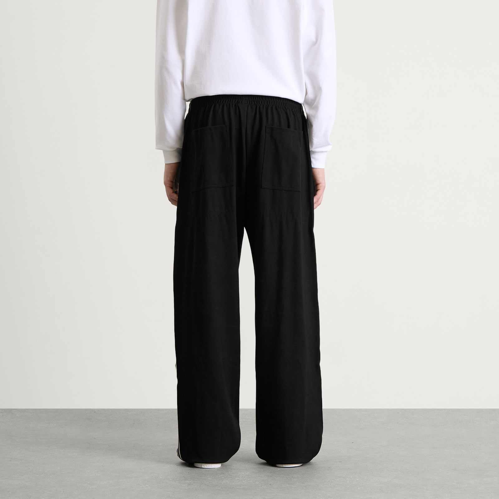 Men's Wide Fit Poly Track Pants Black