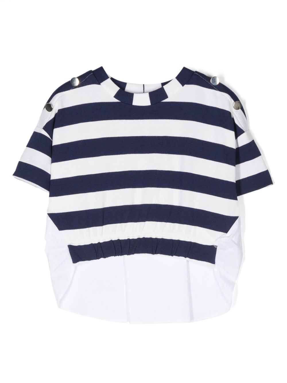 Panelled striped T-shirt - White