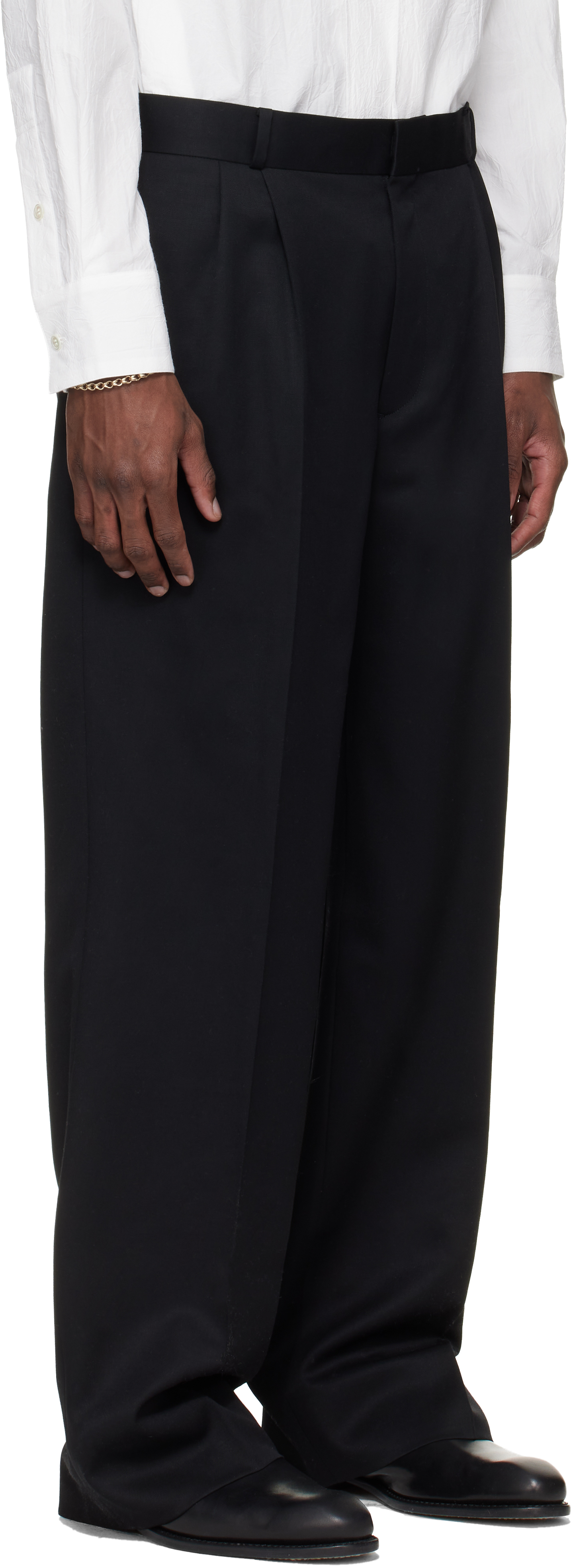 Black Pleated Tailored Trousers