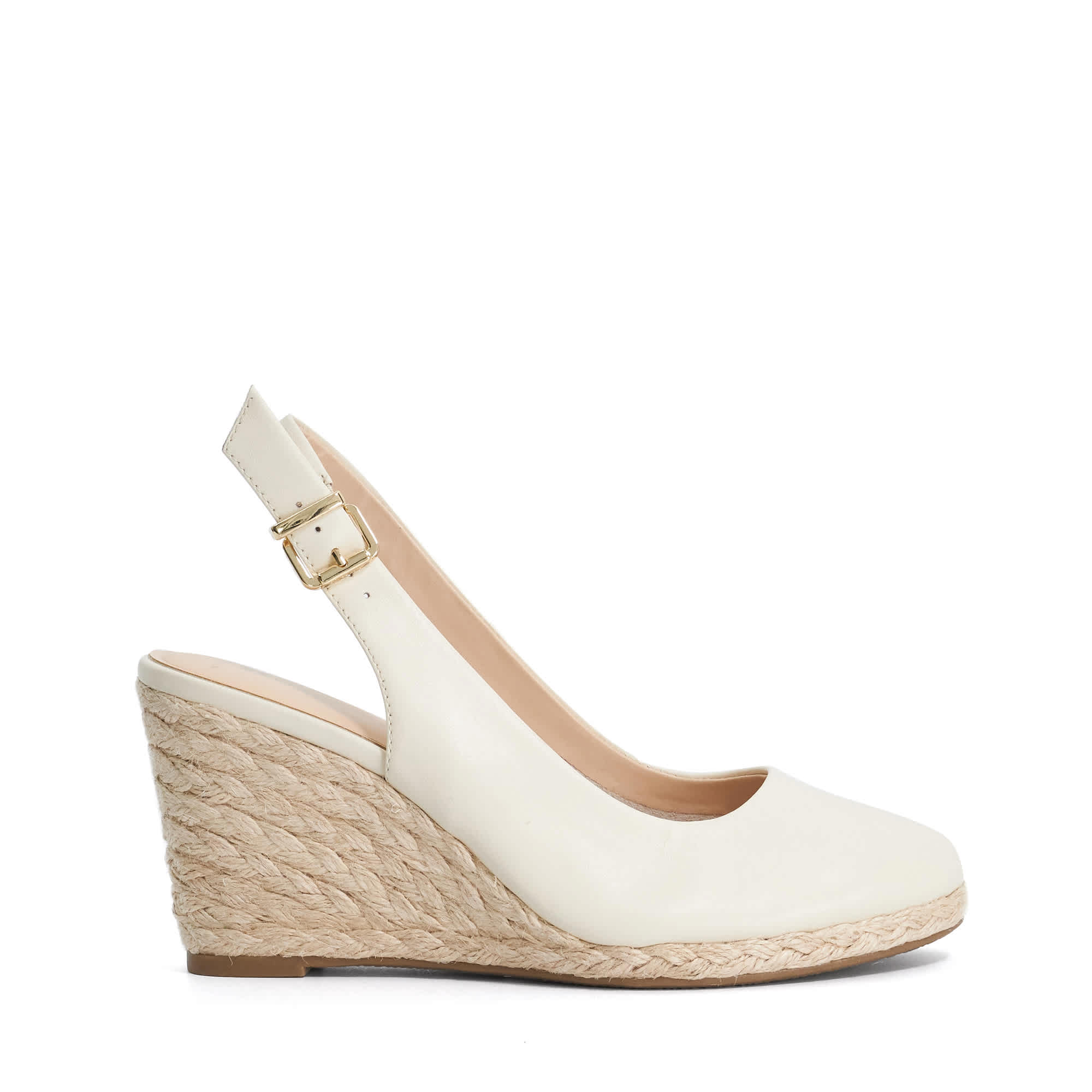 Dune London Womens Ladies Wf Capable - Wide Fit Leather Wedge Heel Sandals - Beige