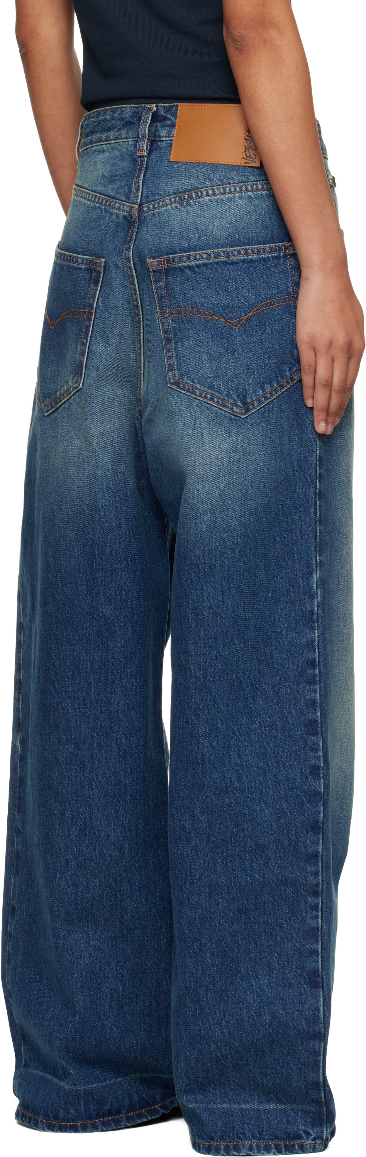 Navy Washed Baggy Jeans