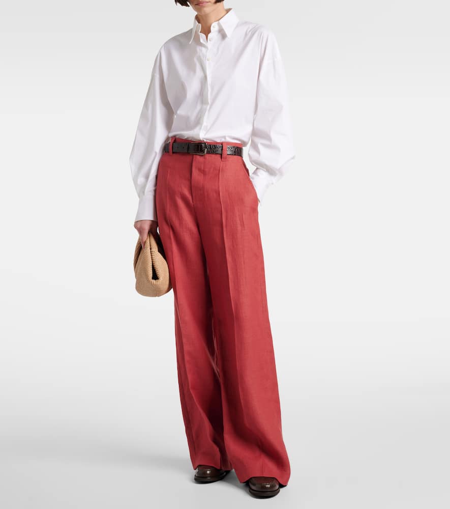 Hemp and linen wide-leg pants
