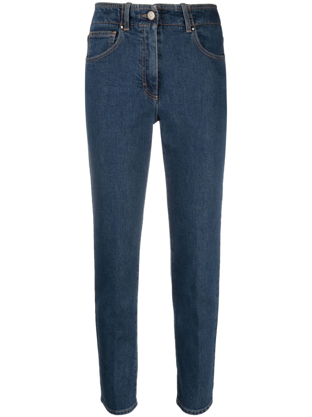High-waist cotton jeans - Blue