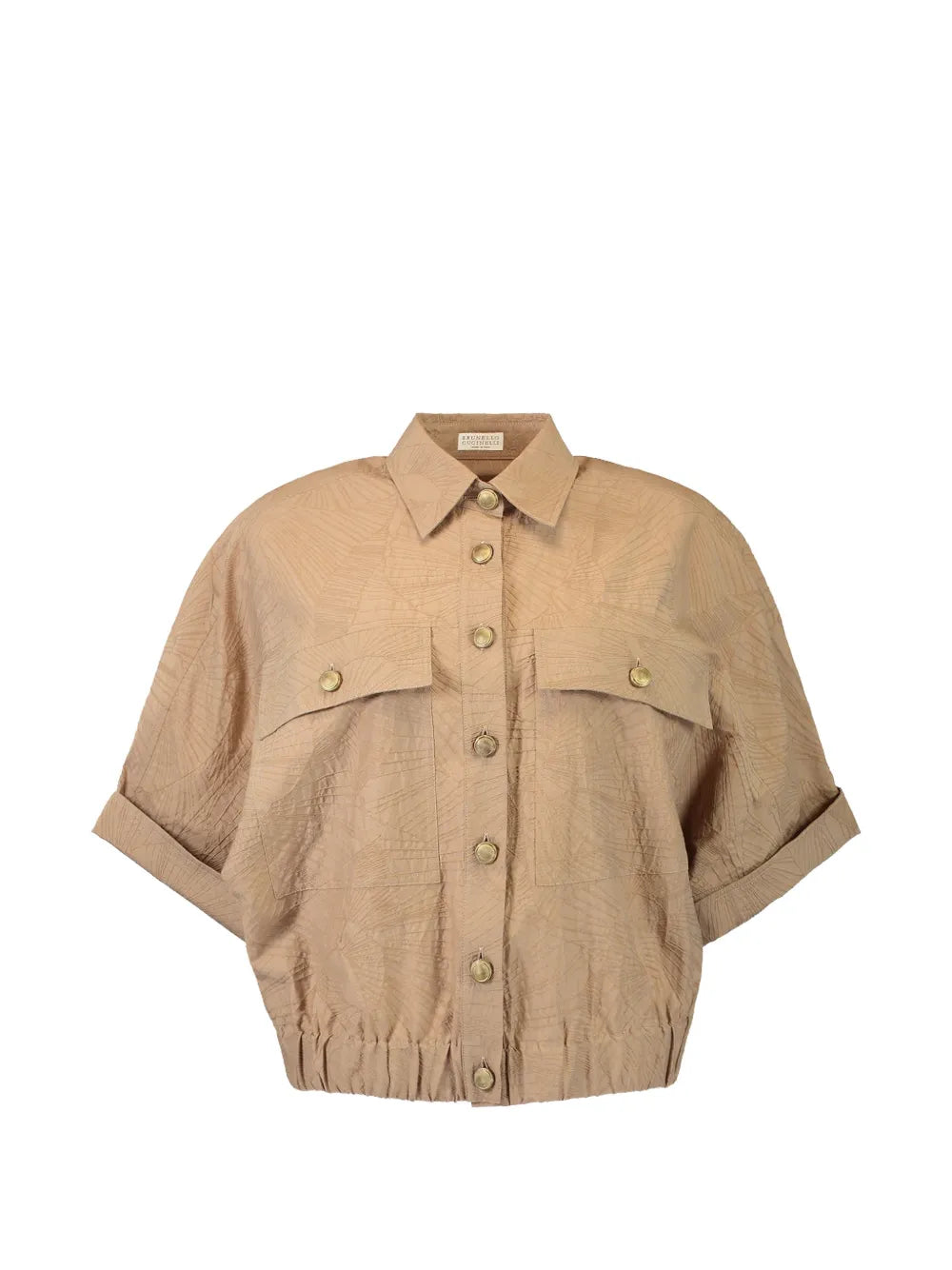 Chest-Pocket Button-Up Shirt — Beige