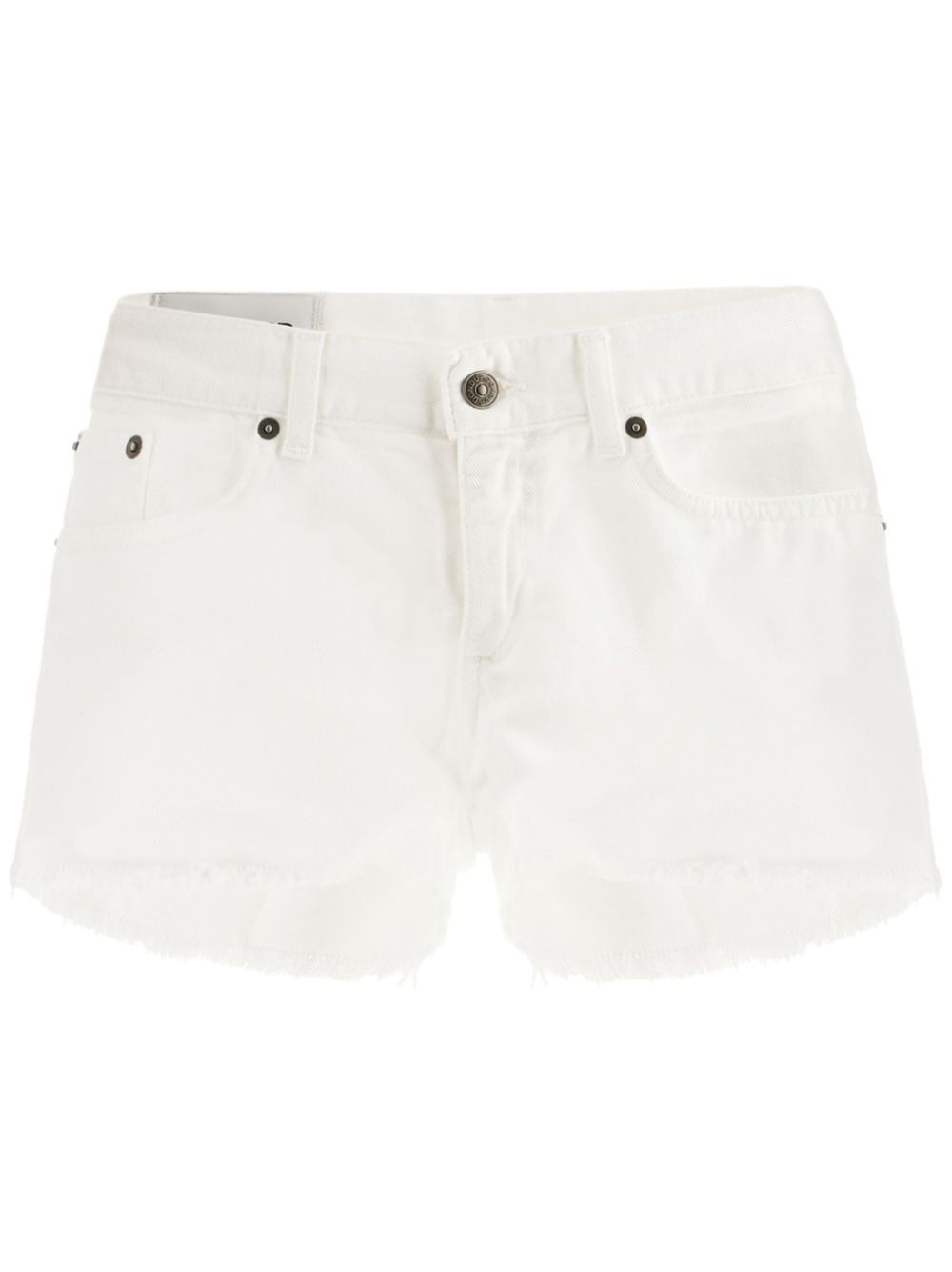 Logo-plaque denim mini shorts - White