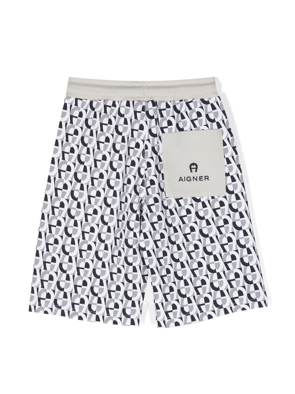 Monogram-pattern cotton track shorts - White