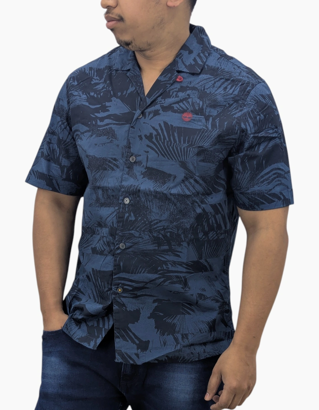 Men's Timberland Mens Hawaiian Shirt Vintage Casual Beach Summer Holiday Floral - Navy And Black