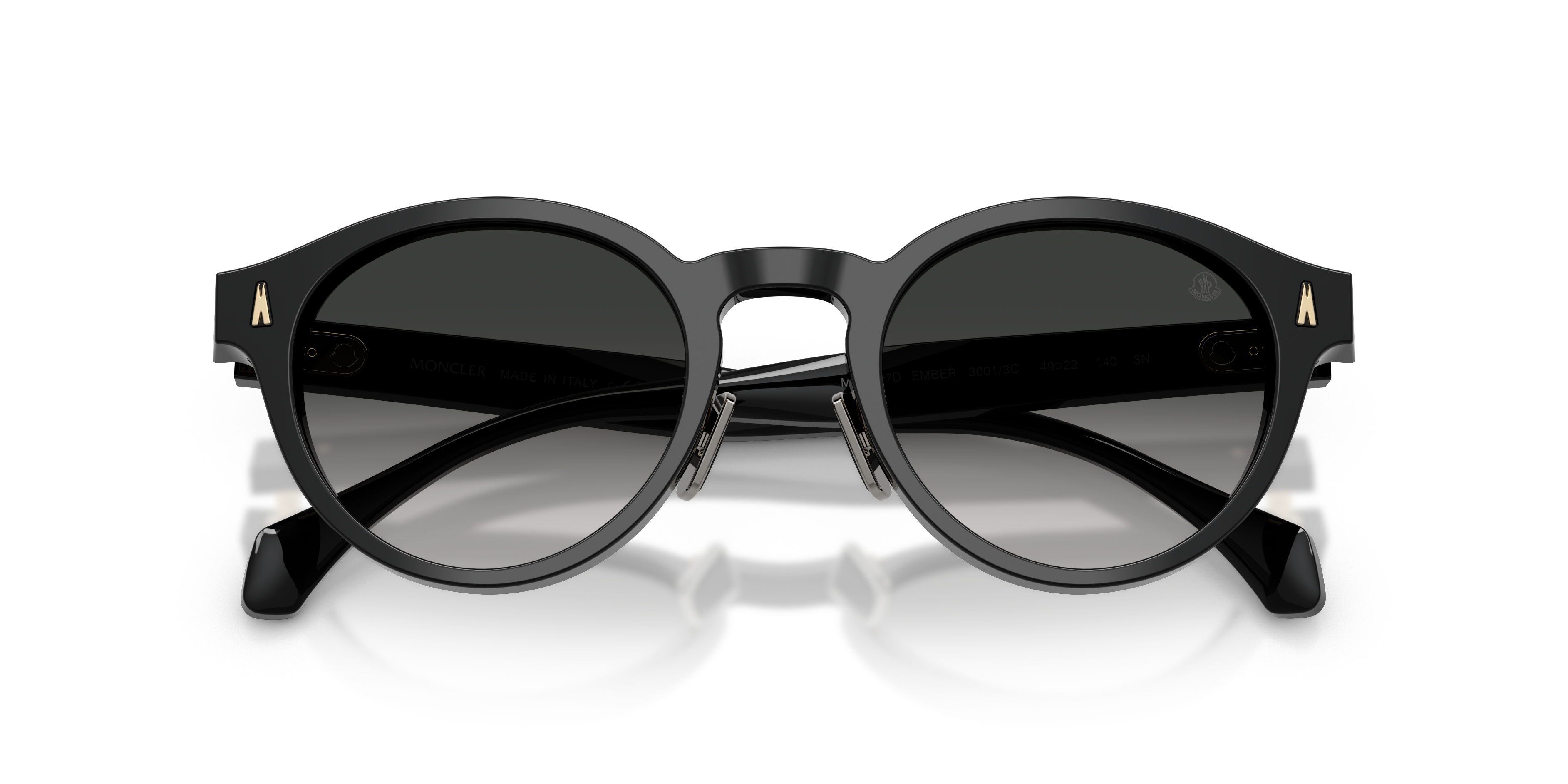 Moncler Unisex Moncler ME6017D EMBER 30013C Gafas de sol Acetato Negro Negro Redonda Normal Matizado