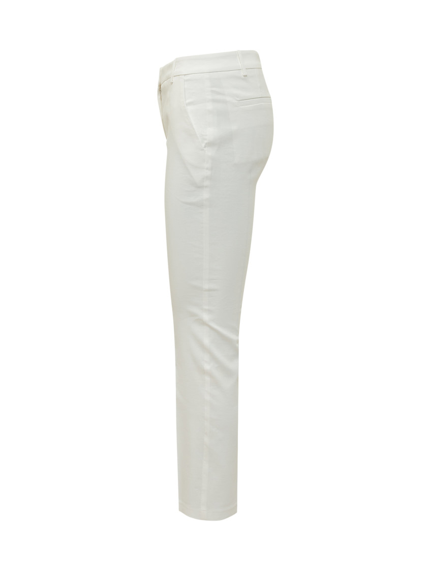 White Slim Flat Front Pants