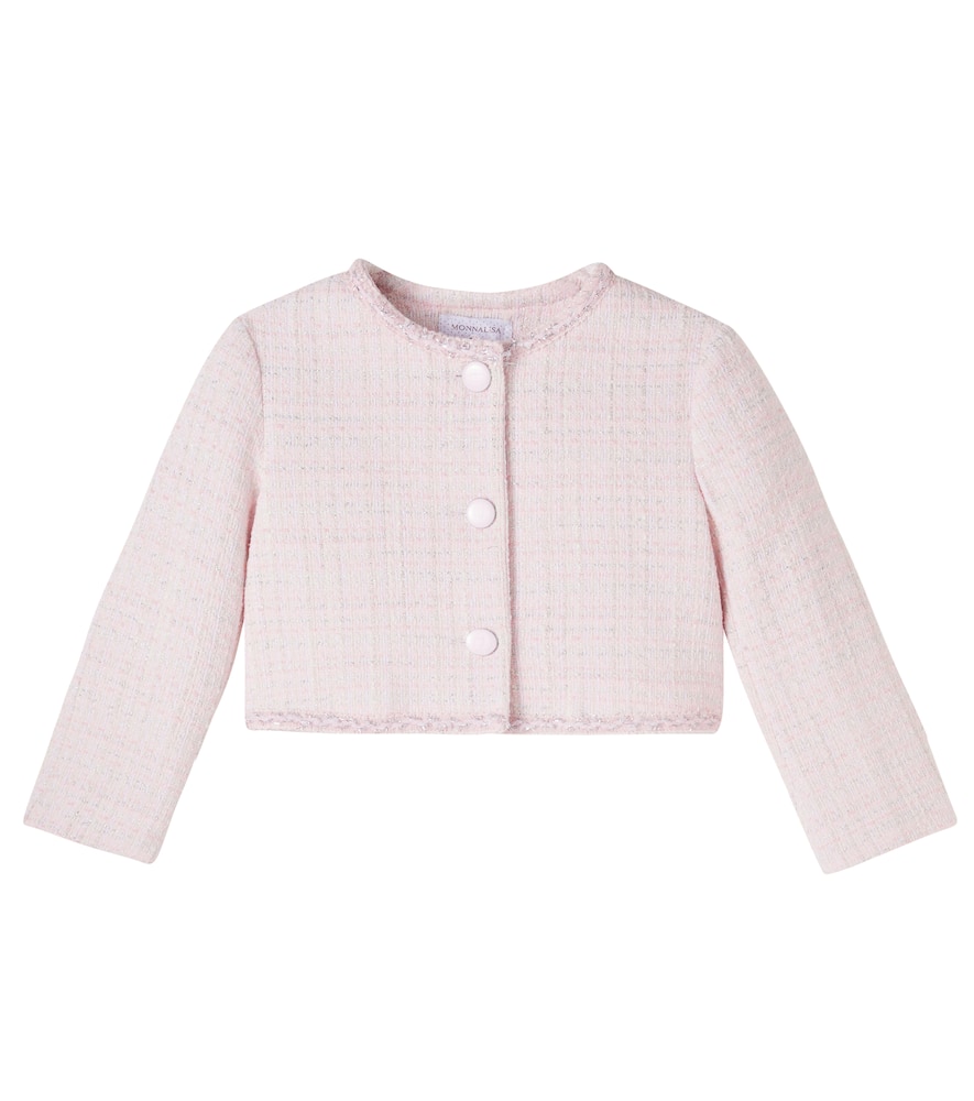 Cropped cotton-blend lamé tweed jacket
