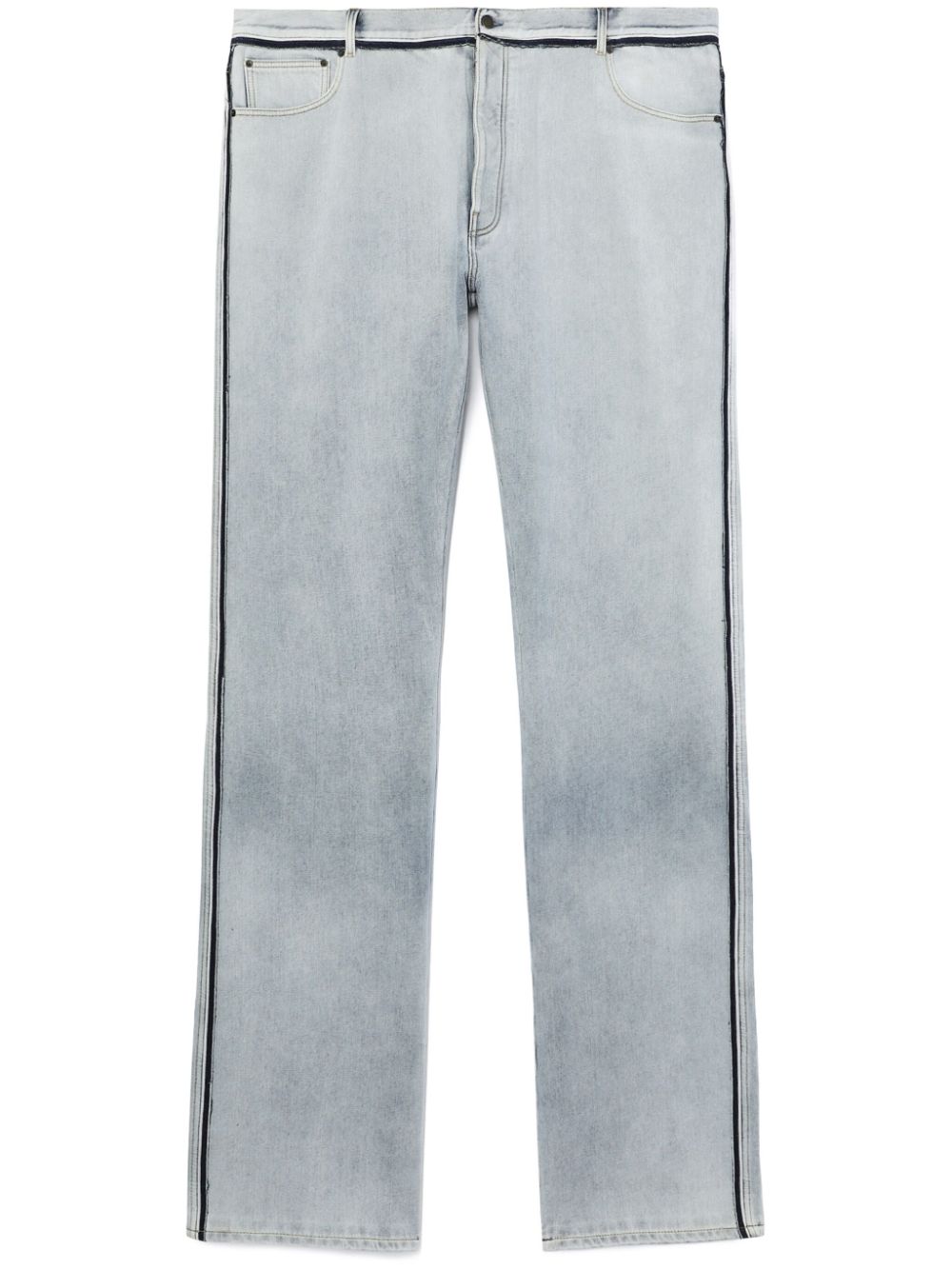 Contrasting-border straight-leg trousers - Blue