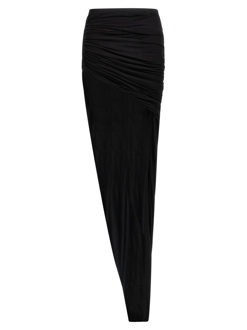 Black Asymmetric Long Skirt