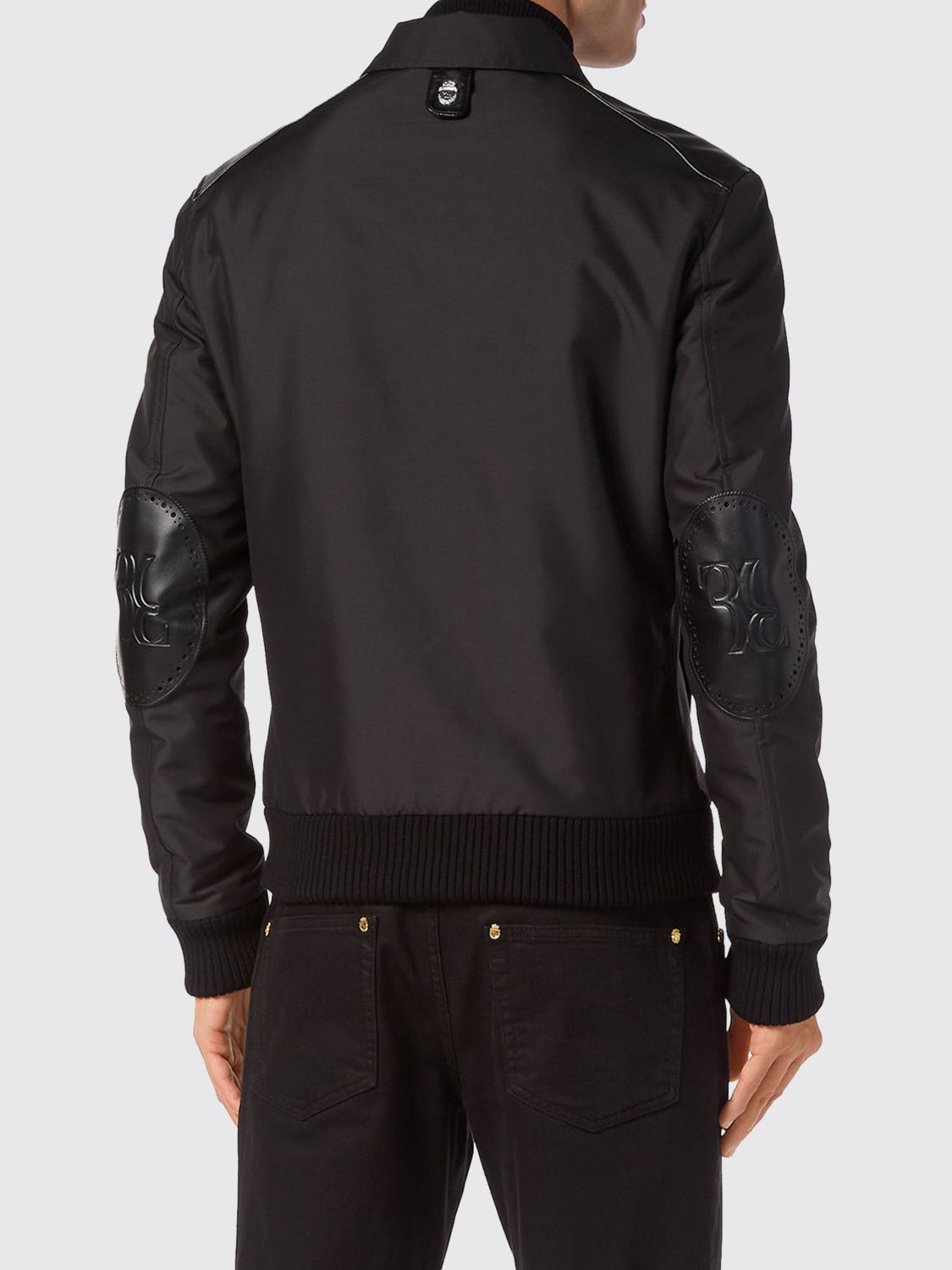 Leather-trim bomber jacket - Black
