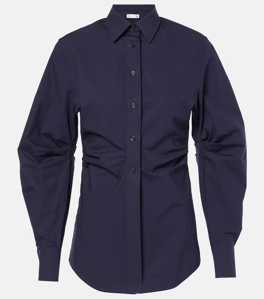 Gathered cotton-blend shirt
