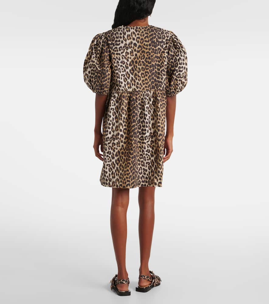 Leopard-print cotton minidress