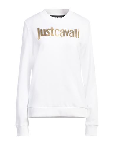 Just Cavalli Woman Sweatshirt White Size L Cotton, Elastane