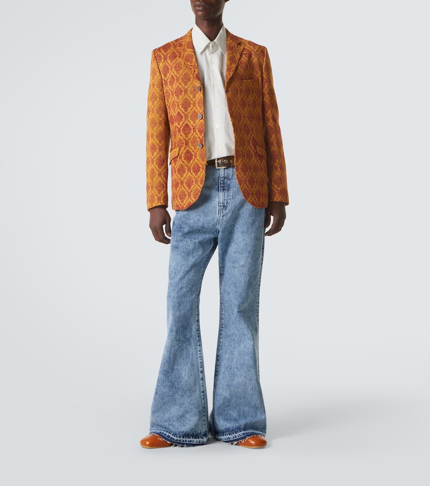 Floral single-breasted jacquard blazer