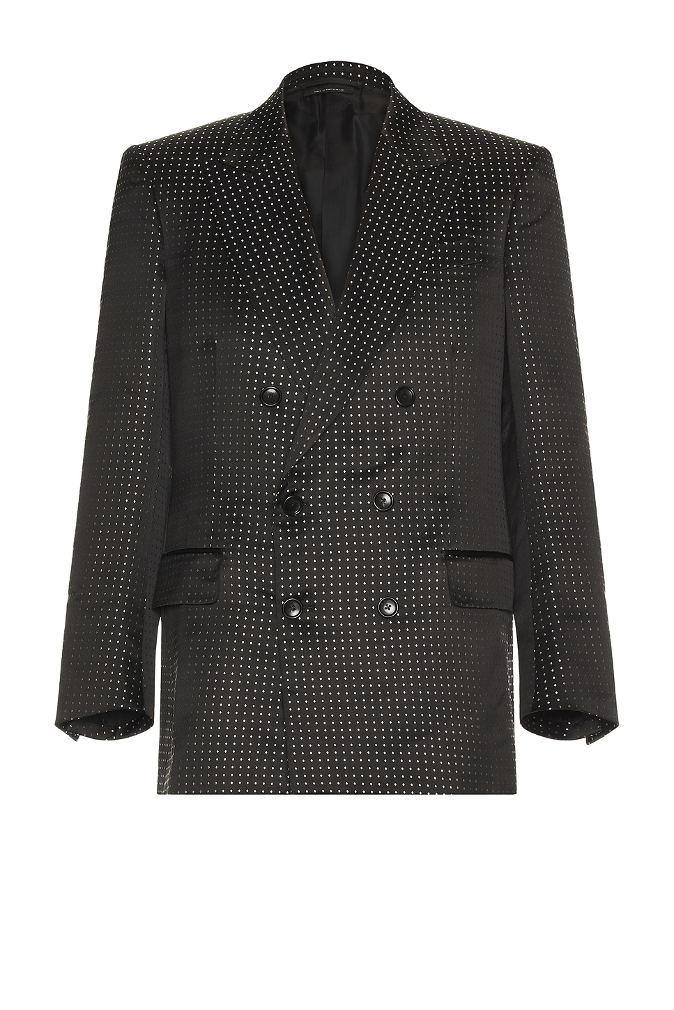 TOM FORD Click Image To Zoom Duchesse Polka Dot Jacquard Double Breasted Jacket in Black & Ivory - Black. 50 also