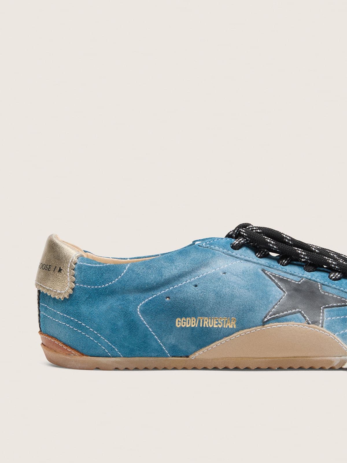 Golden Goose - Women's True-star In Teal Suede With Black Star And Cream Heel Tab, Woman