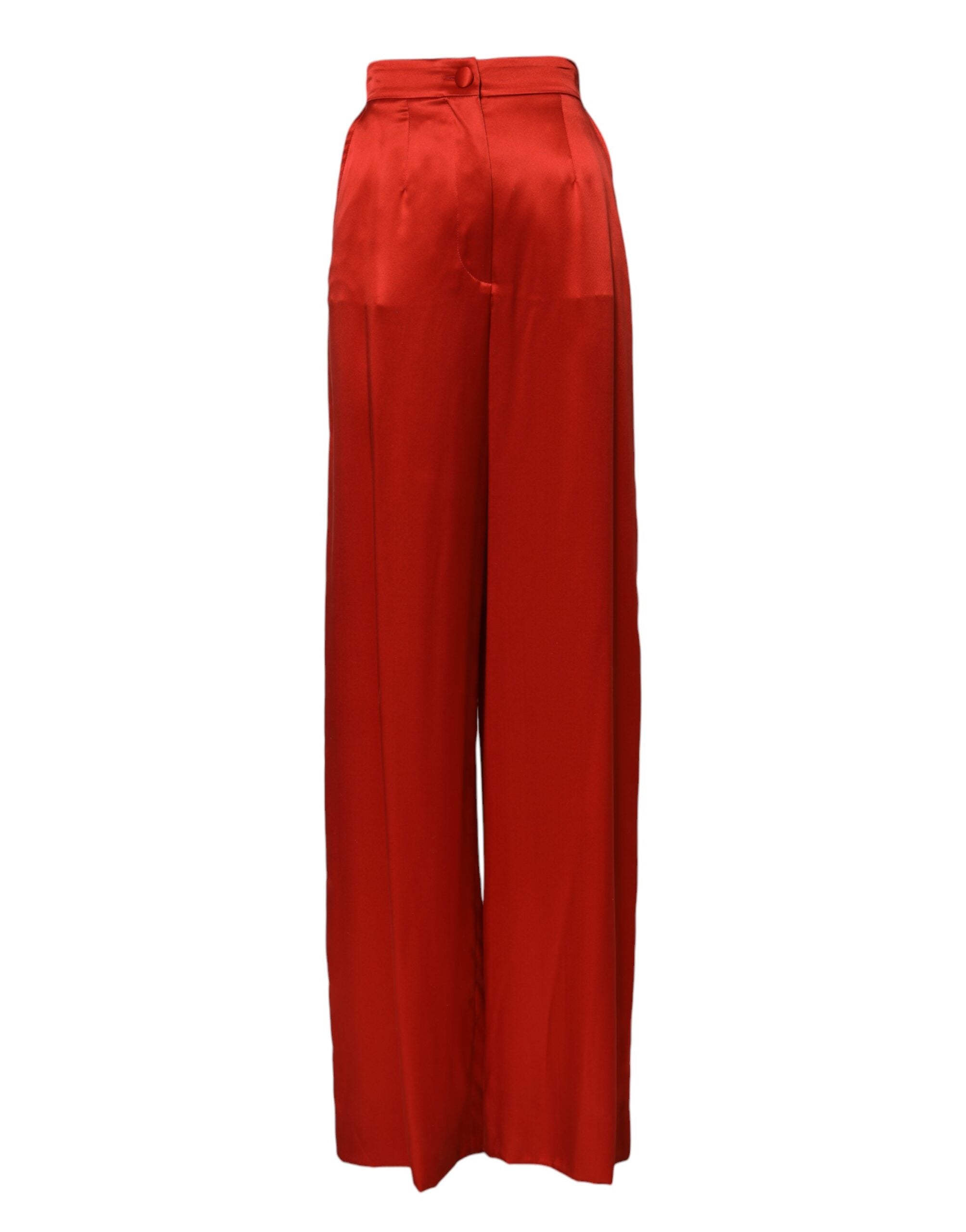 High Waist Wide Leg Trousers — Red