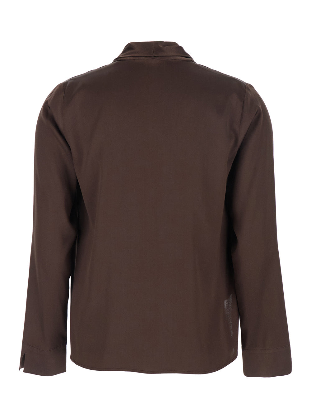 V-Neck Viscose Blend Shirt — Brown