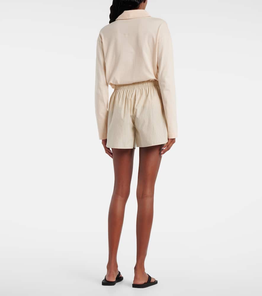 The Row Nicasia striped cotton poplin shorts