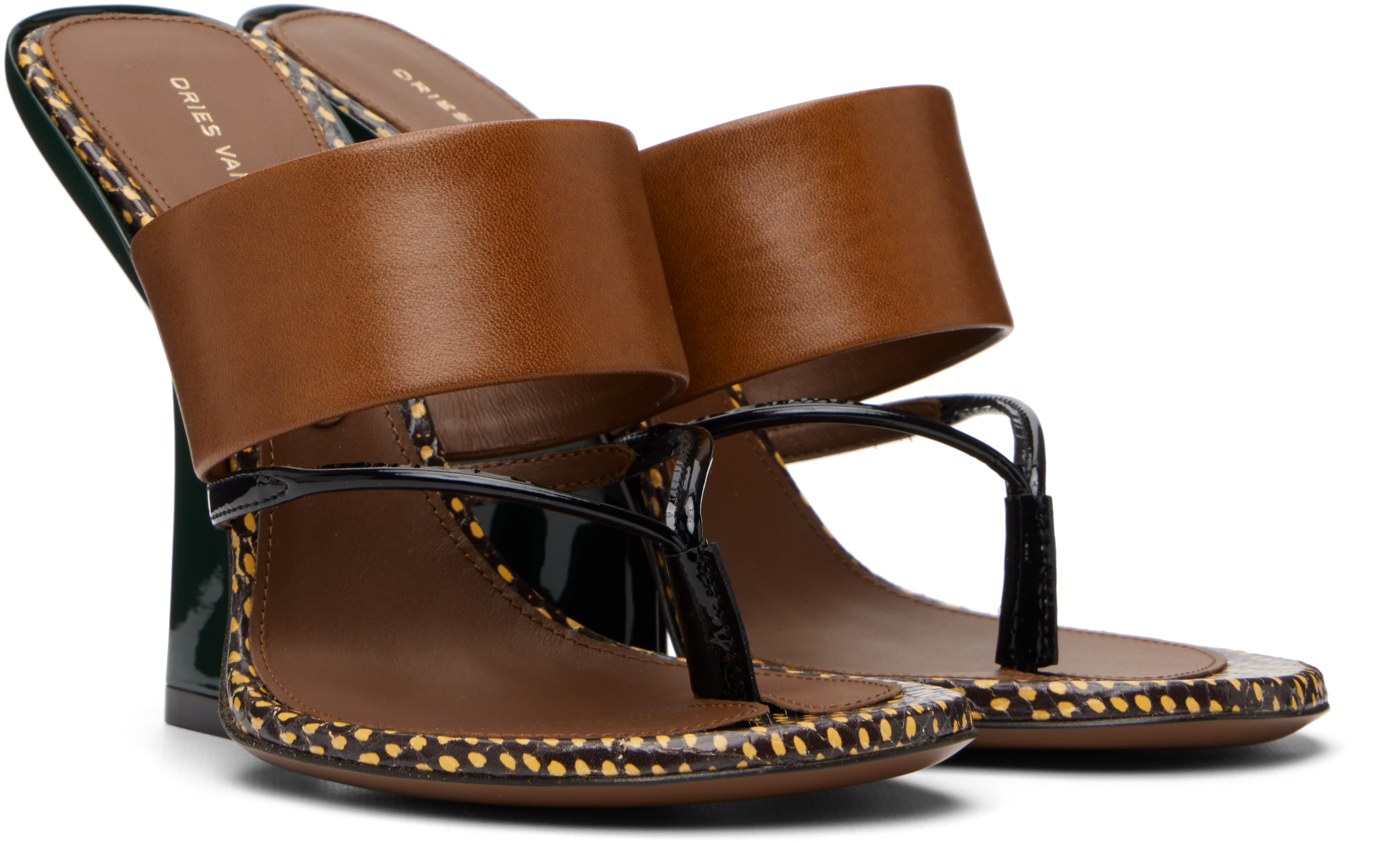 Brown Leather Heeled Sandals