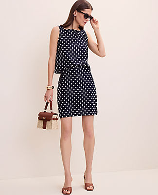 Ann Taylor Polka Dot A-Line Skirt in Linen Blend