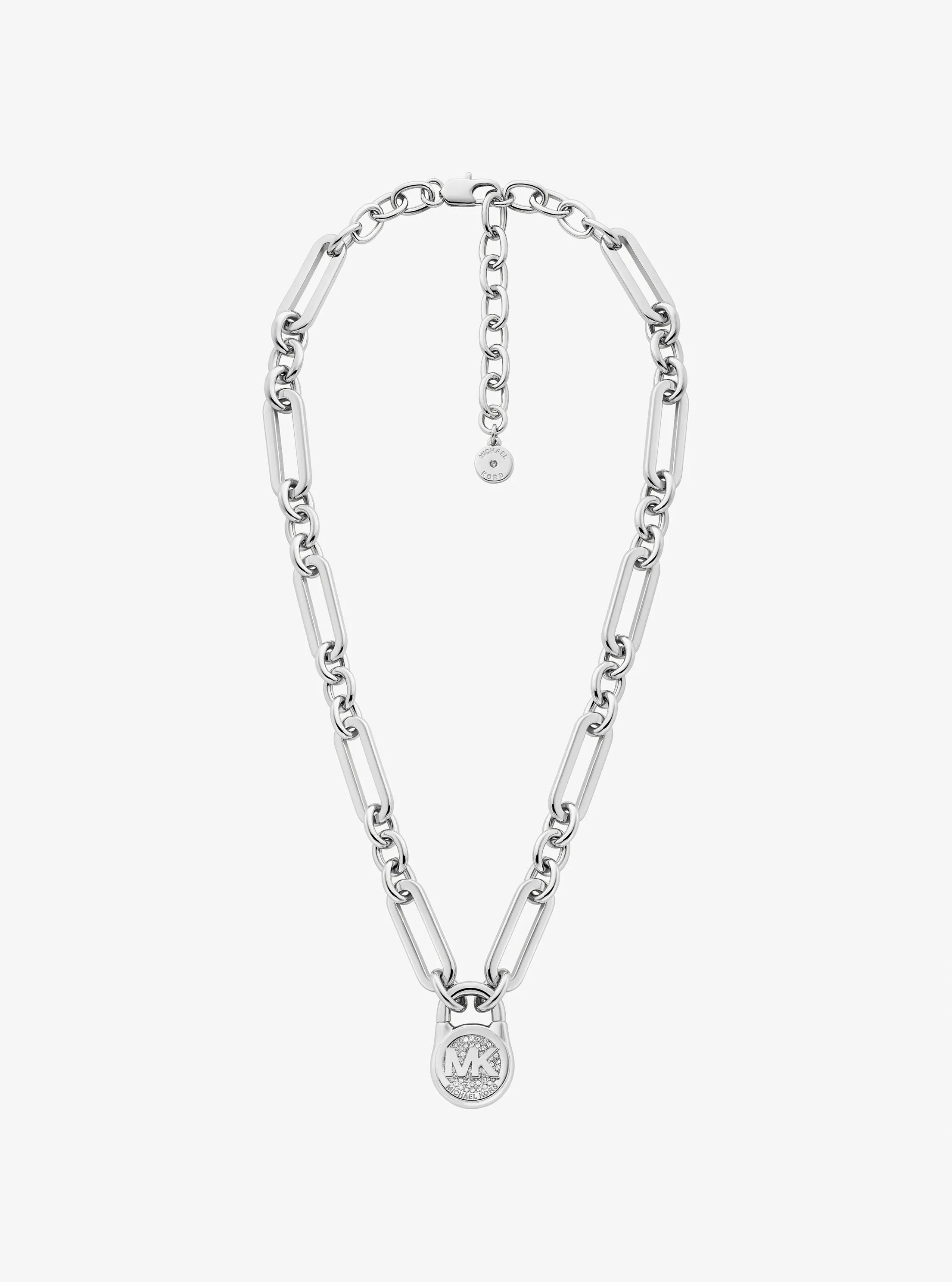Pavé Lock Necklace in Silver - One Size