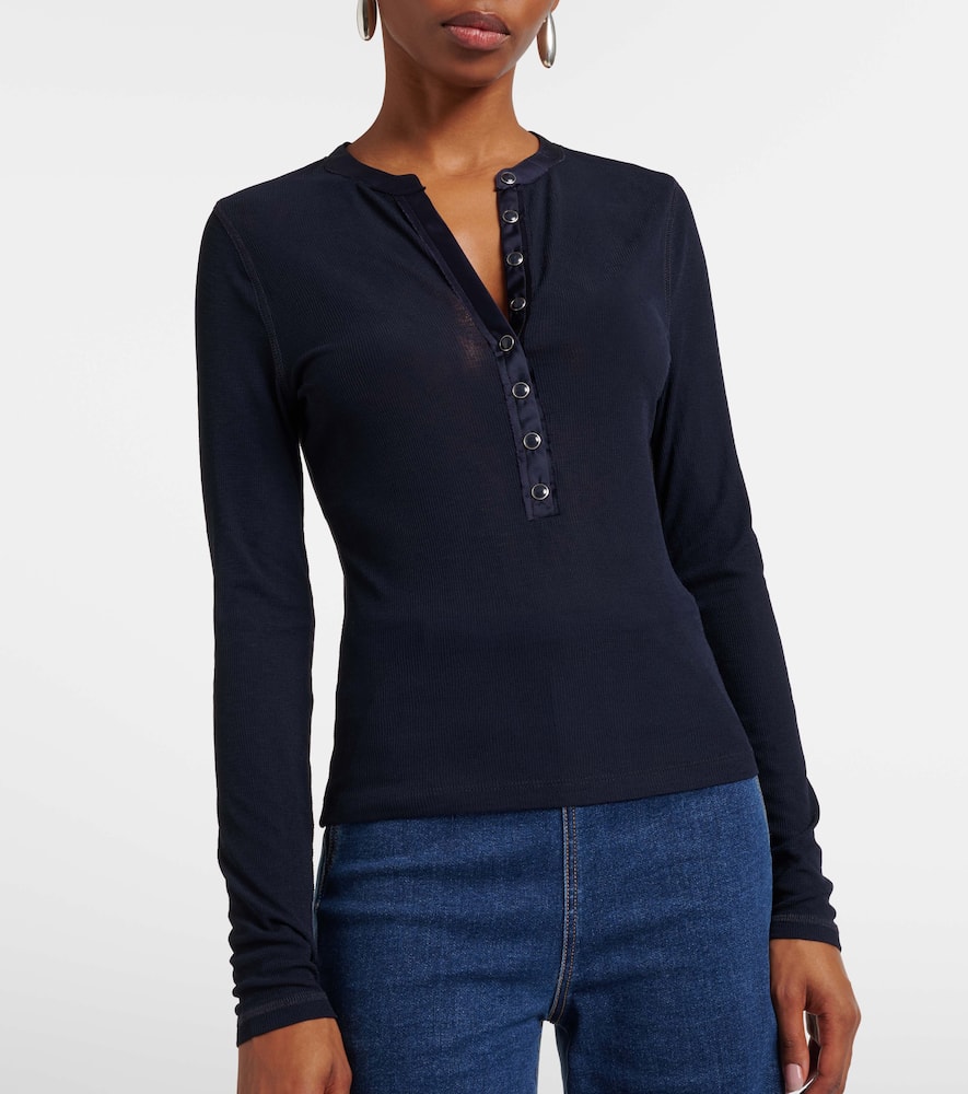 Drexler ribbed-knit Henley shirt