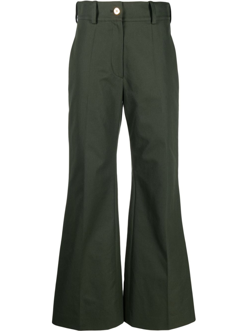 Logo-embroidered flared trousers - Green
