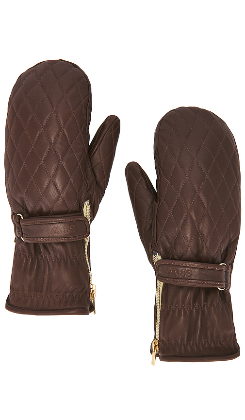 My Sunday Ski Wanderlust Shearling Ski Mittens in Brown. M-L. Also in