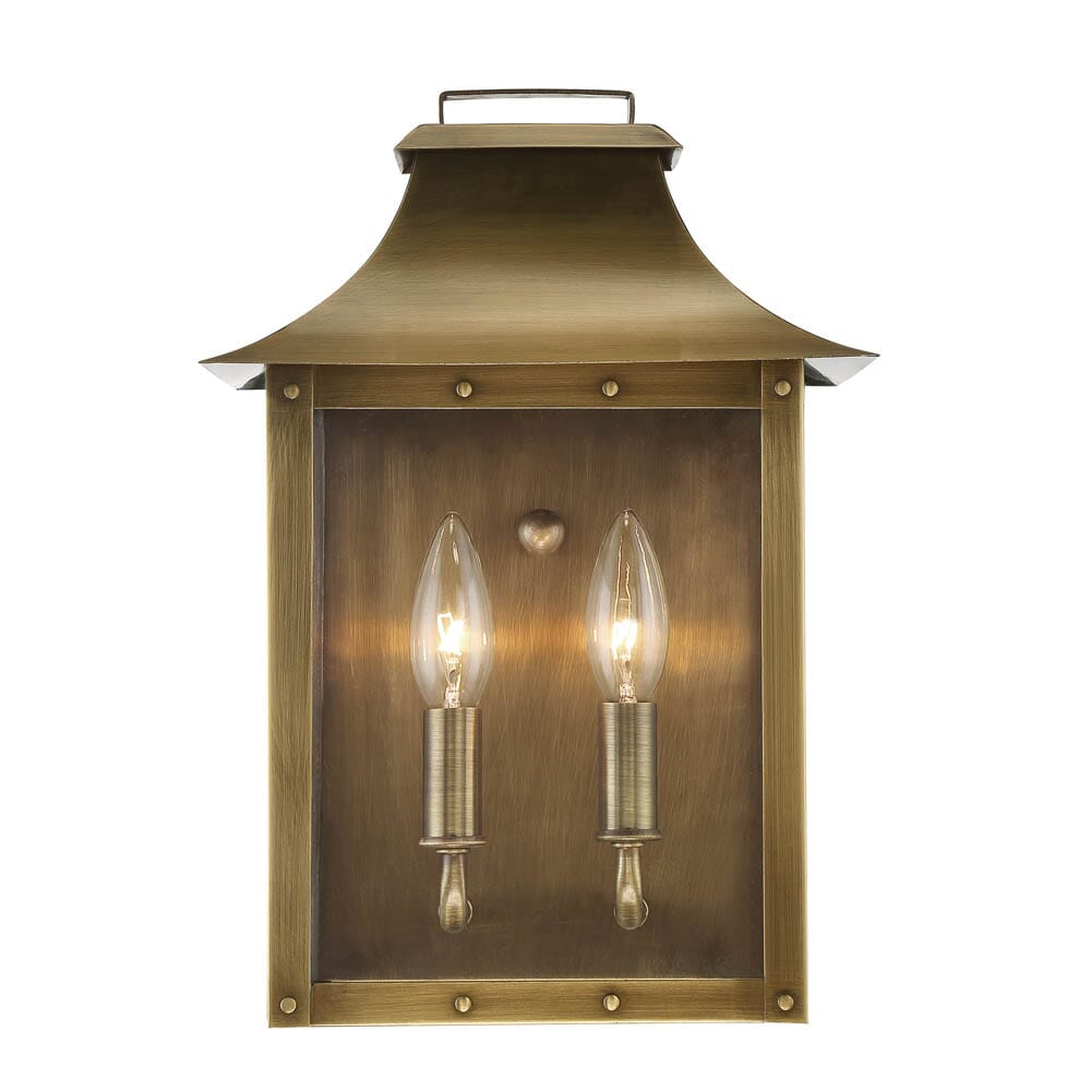 Aged Brass Two Light Wall Sconce from the Manchester Collection