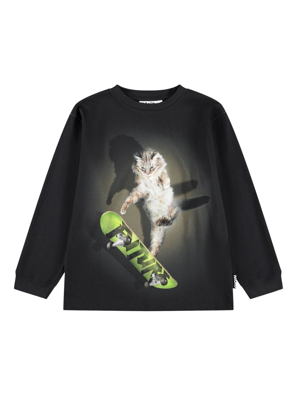 Skateboarding cat graphic T-shirt - Black