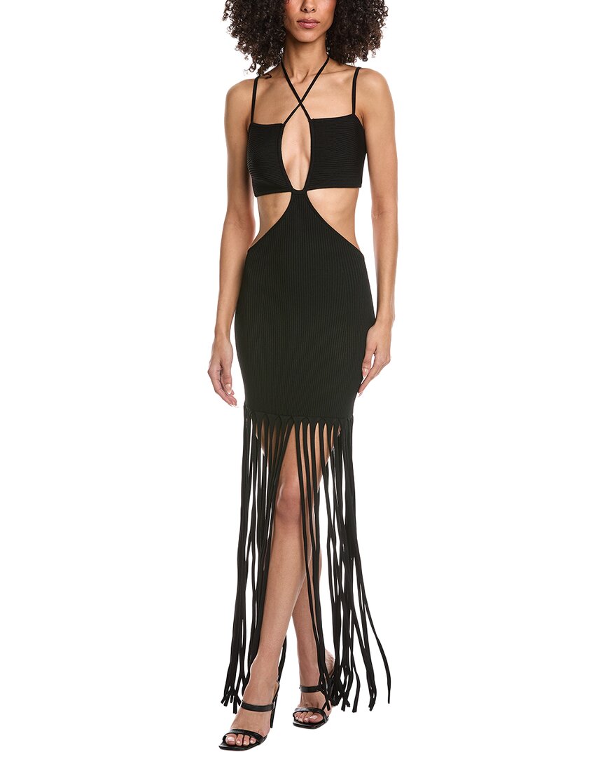 Crepe Matte Cutout Strap Midi Dress