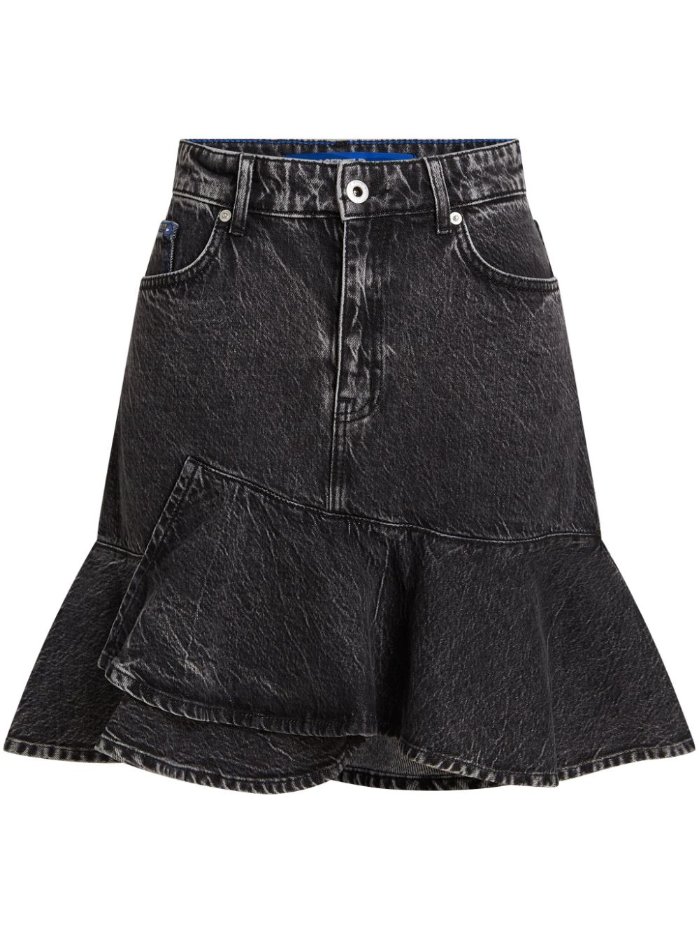 Ruffled denim miniskirt - Grey