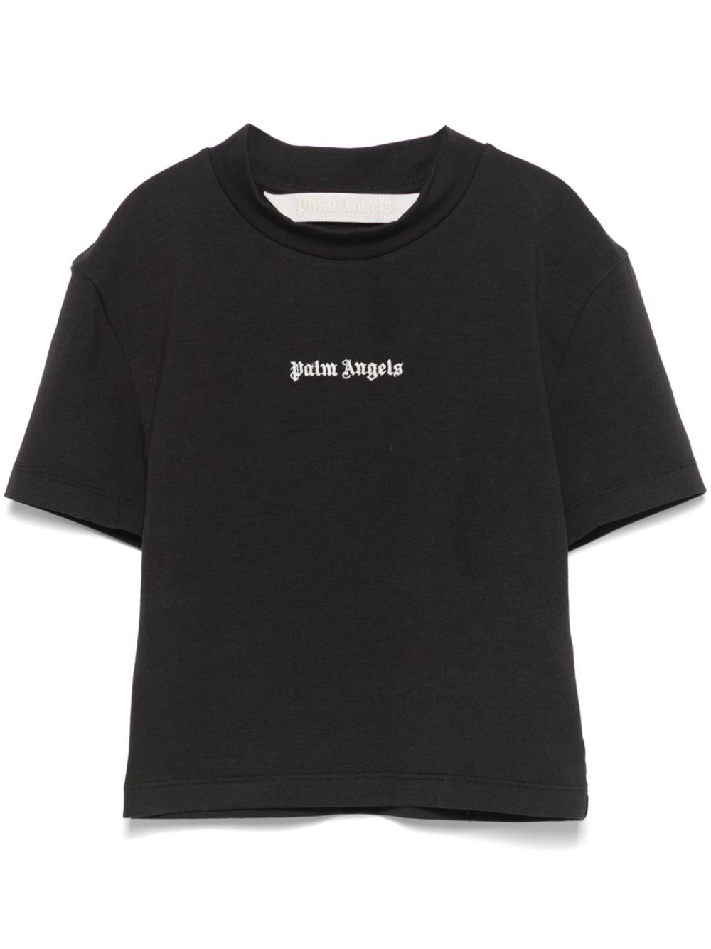 Embroidered-logo cropped T-shirt - Black