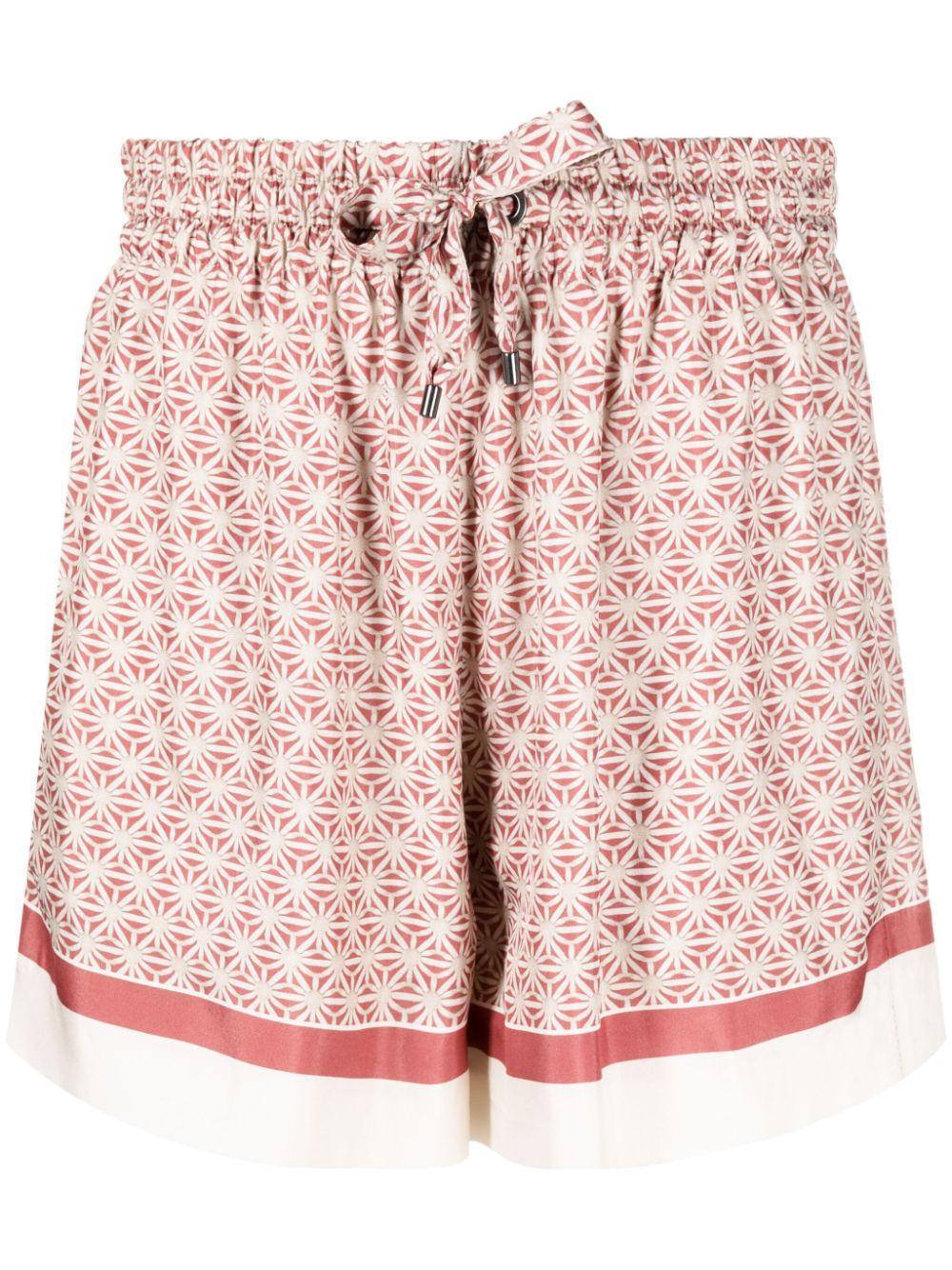Geometric-print silk shorts - Red