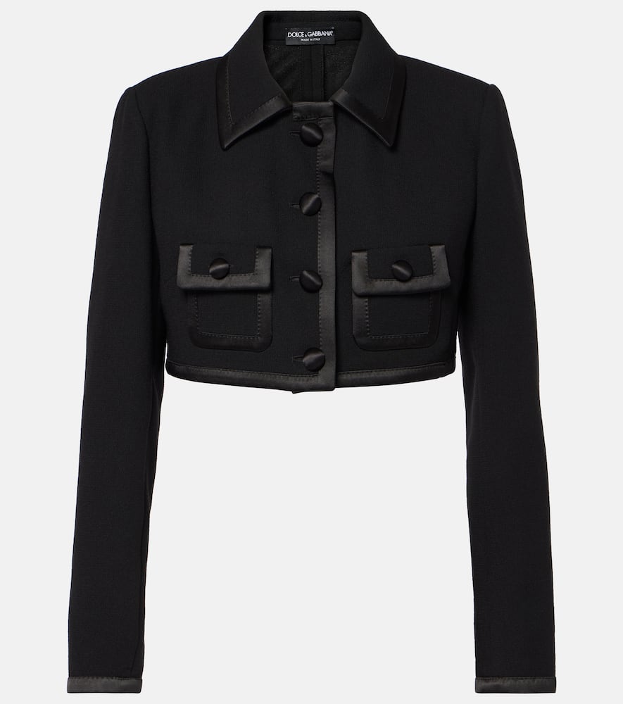 Cropped wool and silk-blend jacket