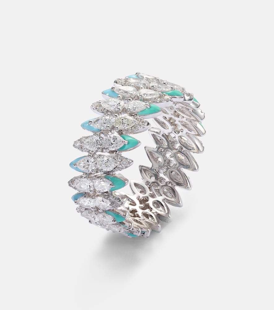 Kamyen 18kt white gold ring with diamonds