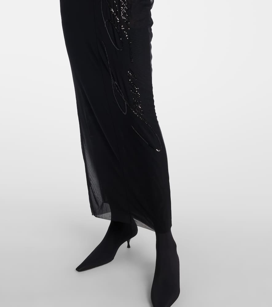 Sequined mesh maxi dress