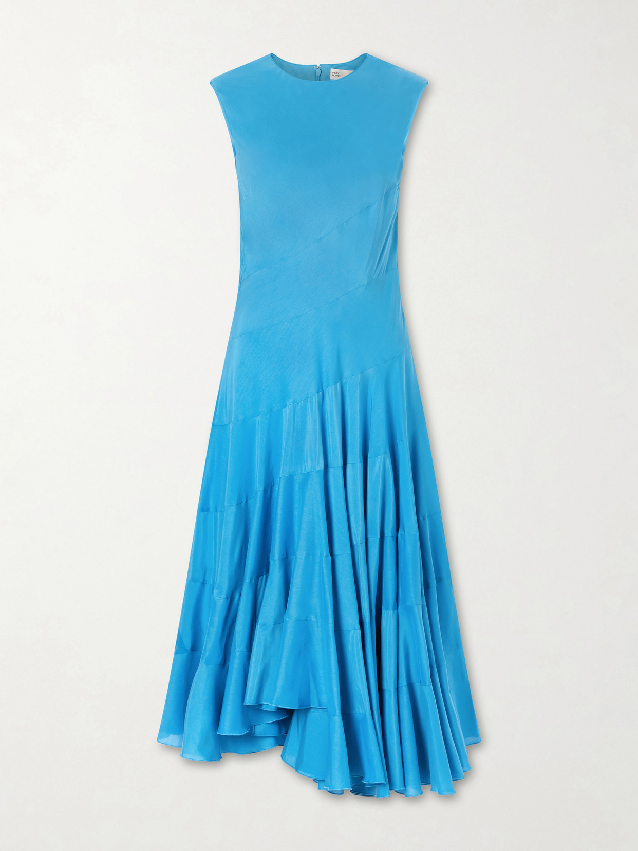 Flared Cotton And Silk-blend Voile Midi Dress - Blue